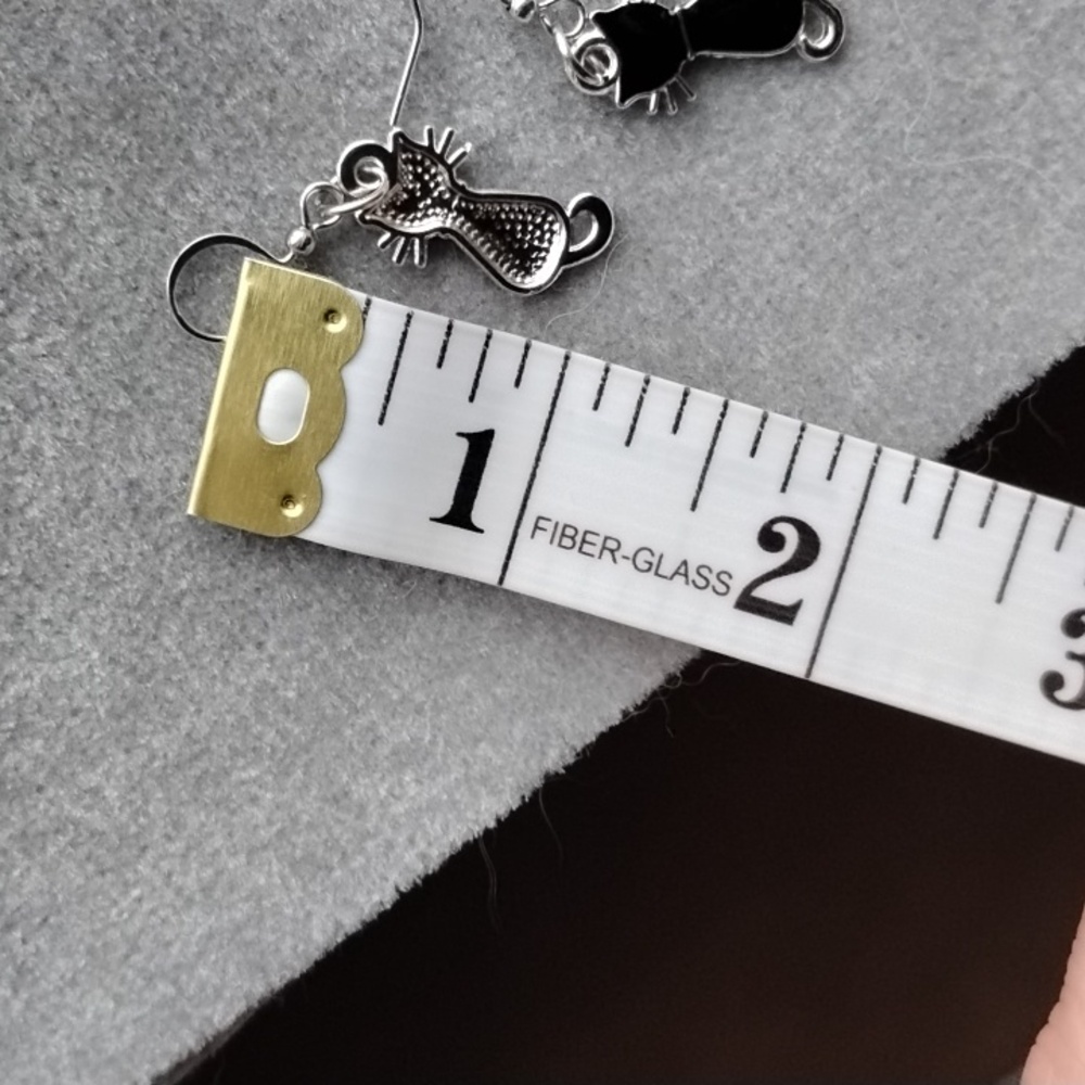 Hand Crafted Black Enamel Cat Earrings - Picture 3 of 4
